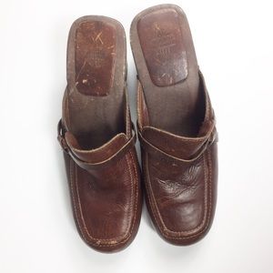 American Eagle Brown Distressed Clogs Mules